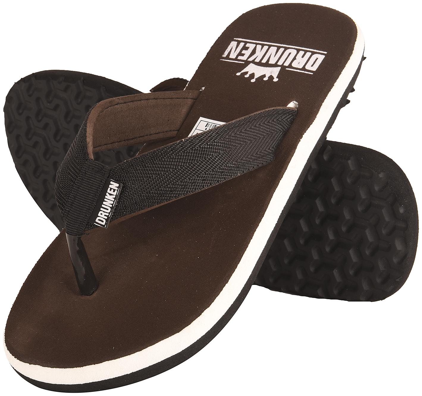 

Drunken Men s Brown Relaxed Fit Thong Style flip flop Size 7