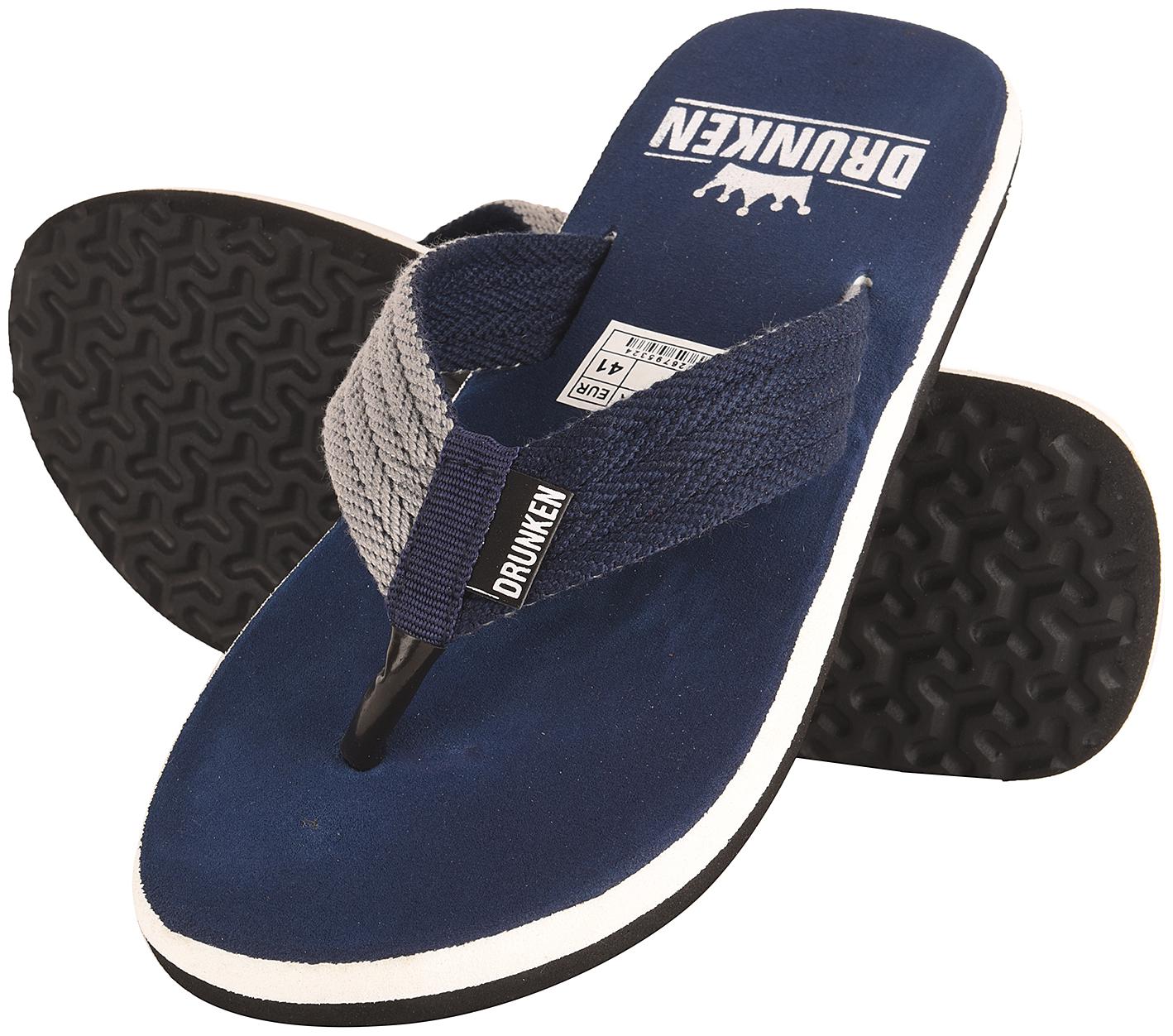 

Drunken Men s Navy Relaxed Fit Thong Style flip flop Size 6
