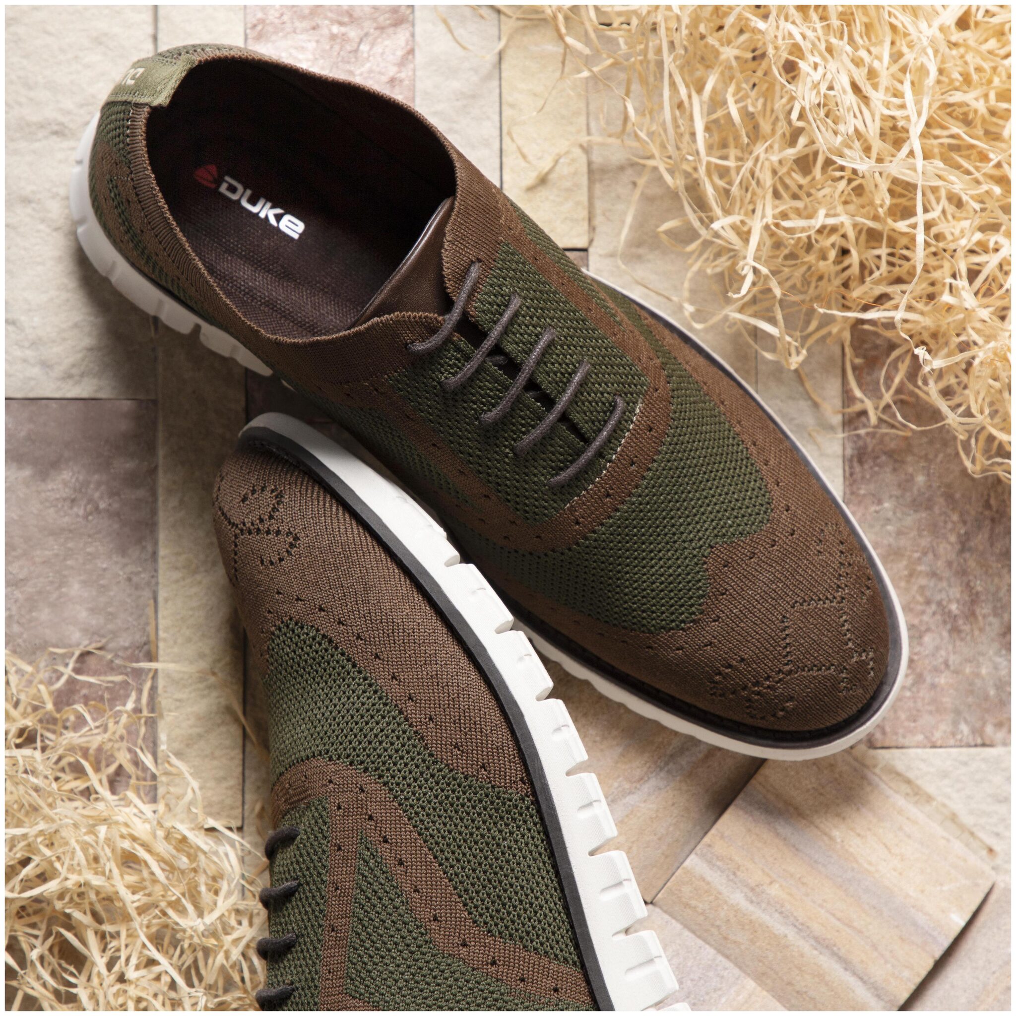 

Duke Men Brogues Running Shoes ( Green Brown )