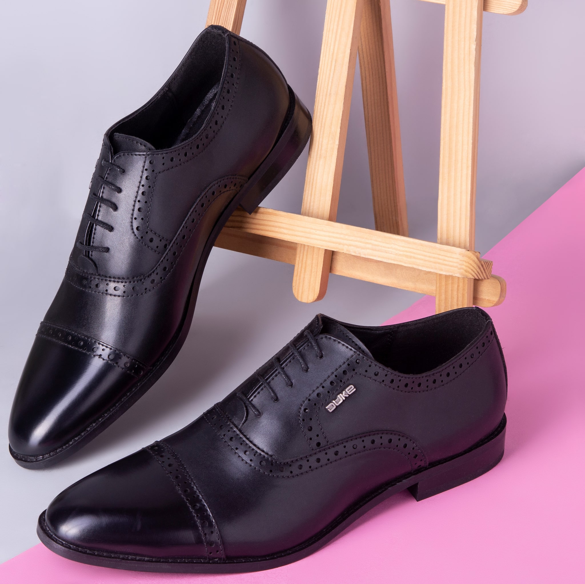 

Duke Men Black Oxford Formal Shoes