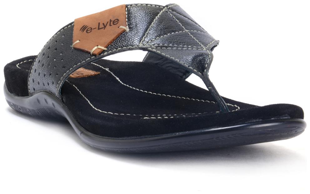 

E-Lyte Black Leather Slippers