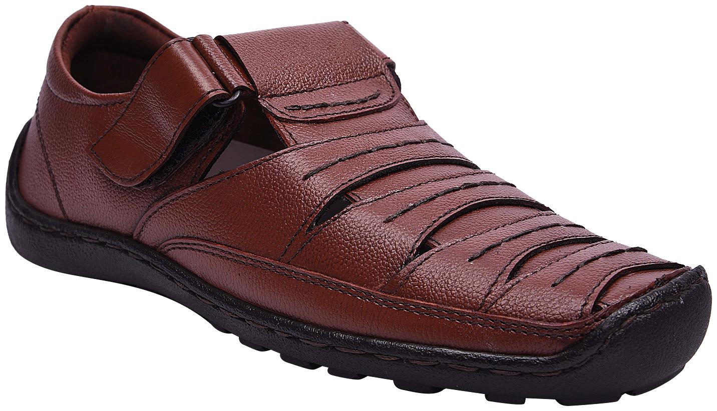 

e lyte Mens Casual Leather Sandal EAS-84091 Brown Colour