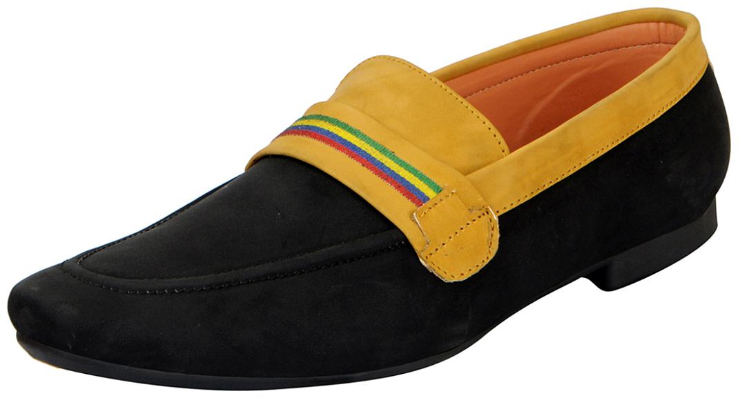 

FAUSTO Men Multi-Color Loafers - FST KF-401 BLACK BEIGE