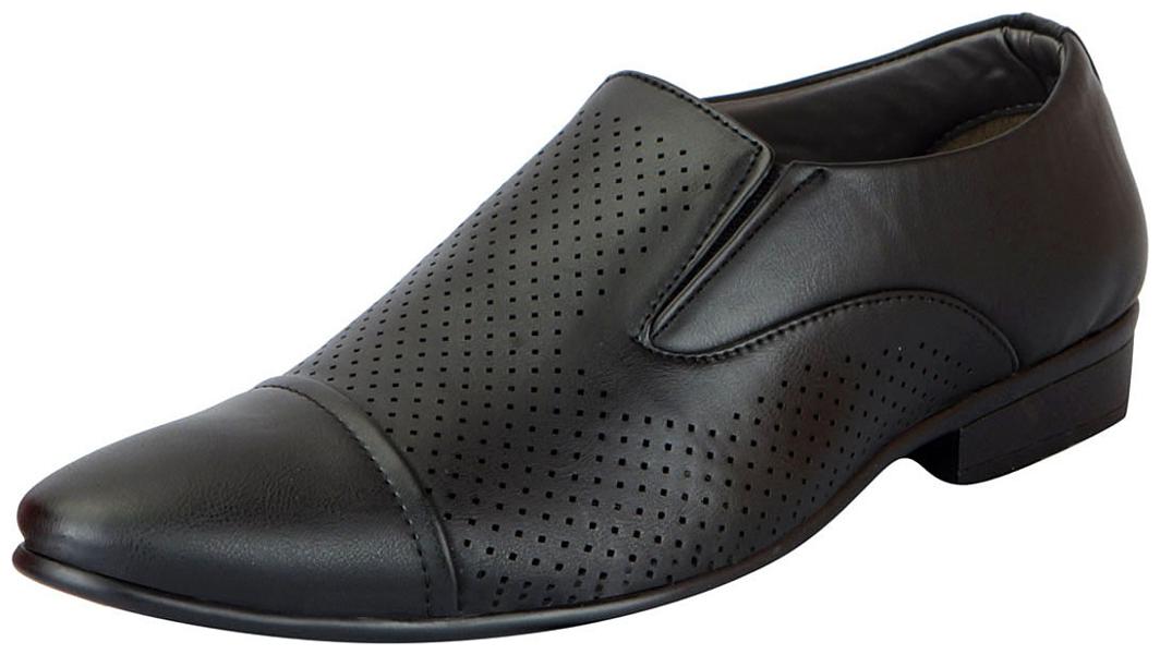 

FAUSTO Black Men s Formal Dotted Slip On Shoes