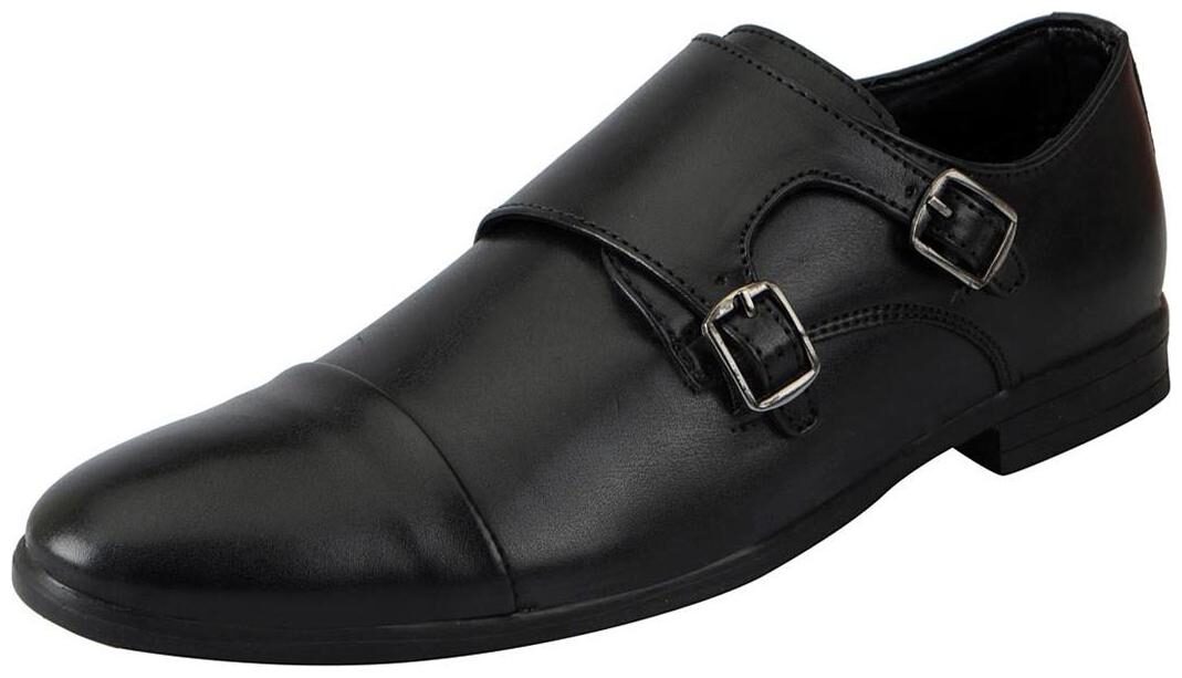 

FAUSTO Black Men s Formal Monk Shoes