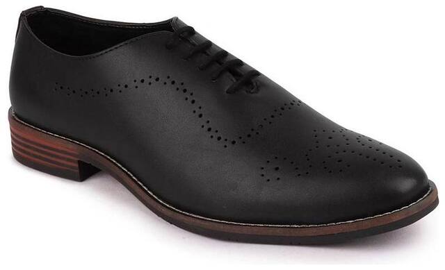 Fausto Men Black Welted Formal Oxford Shoes