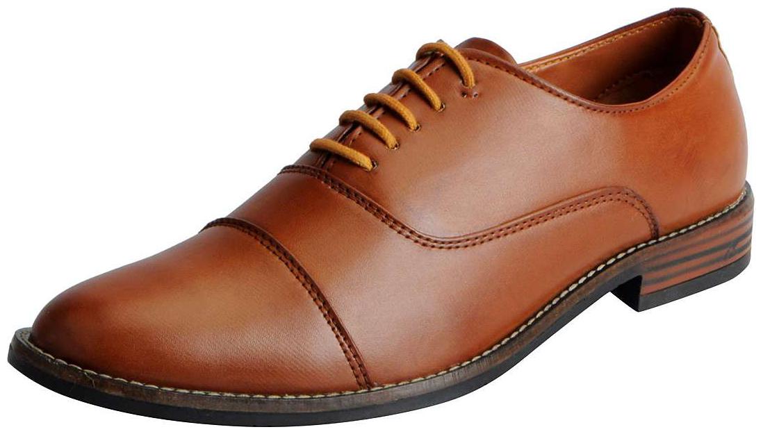 

Fausto Men s Tan Formal Lace Up Derby Shoes