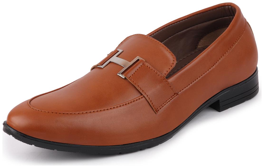 

FAUSTO Men s Tan Casual Buckle Slip On Shoes