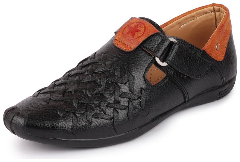 

FAUSTO Men s Black Shoe Style Fishermen Sandals