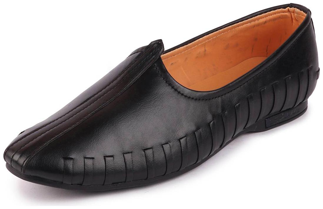 

Fausto Men s Black Casual Jutis and Mojaris