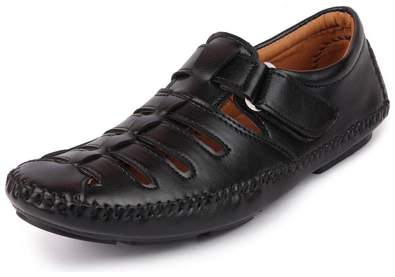 

FAUSTO Men s Black Driving Roman Sandals
