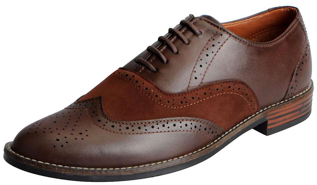 

Fausto Men s Brown Formal Lace Up Brogue Shoes