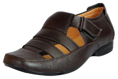 

Fausto Men s Brown Premium Leather Outdoor Sandals
