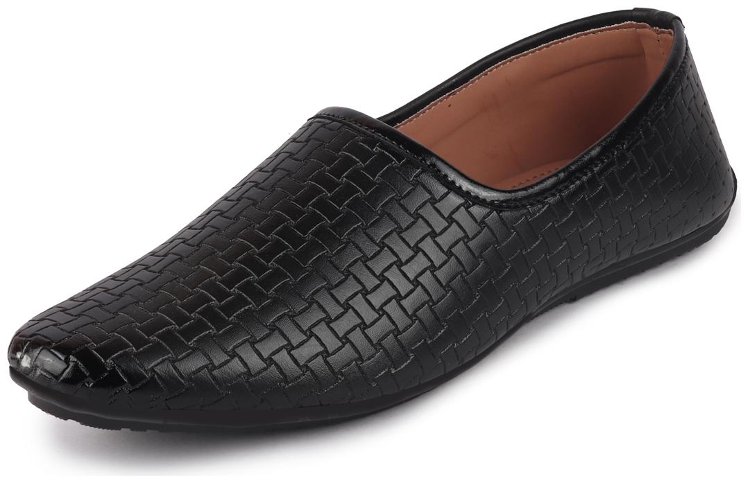 

FAUSTO Men s Black Ethnic Regular Styling Juttis Mojaris