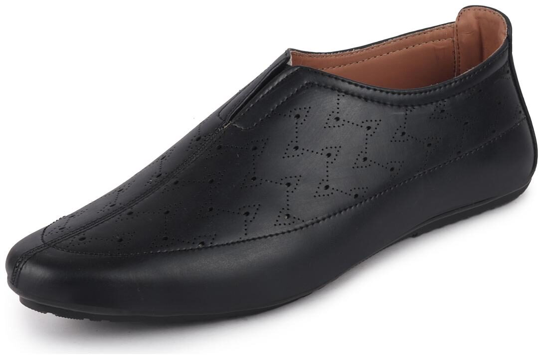 

FAUSTO Men s Black Ethnic Shoe Style Juttis Mojaris