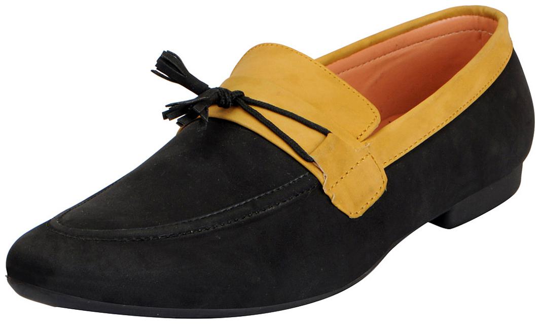 

FAUSTO Men Multi-Color Loafers - FST KF-404 BLACK BEIGE