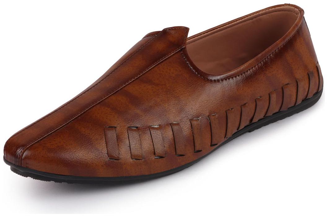 

FAUSTO Men s Tan Ethnic Stiched Juttis Mojaris