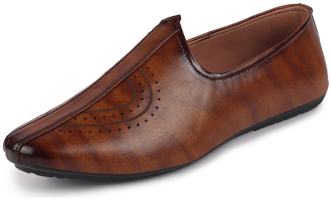 

FAUSTO Men s Tan Ethnic Fashion Style Juttis Mojaris