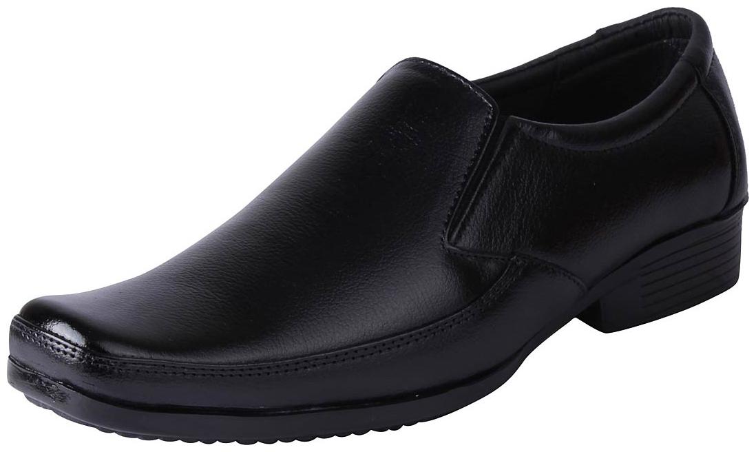 

Fausto Men s Black Genuine Leather Formal Slip On Shoes