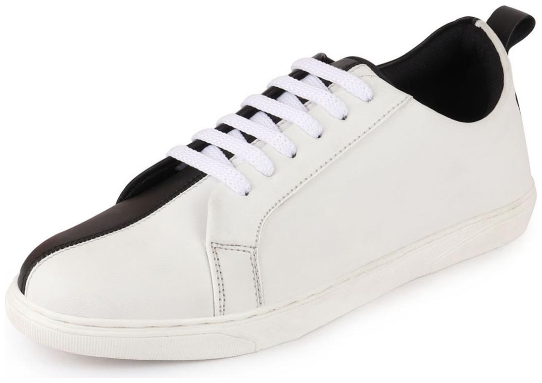 

FAUSTO Colorblocked Lace Up Sneakers Men White Black Classic Sneakers - Fst ki-4001 white black