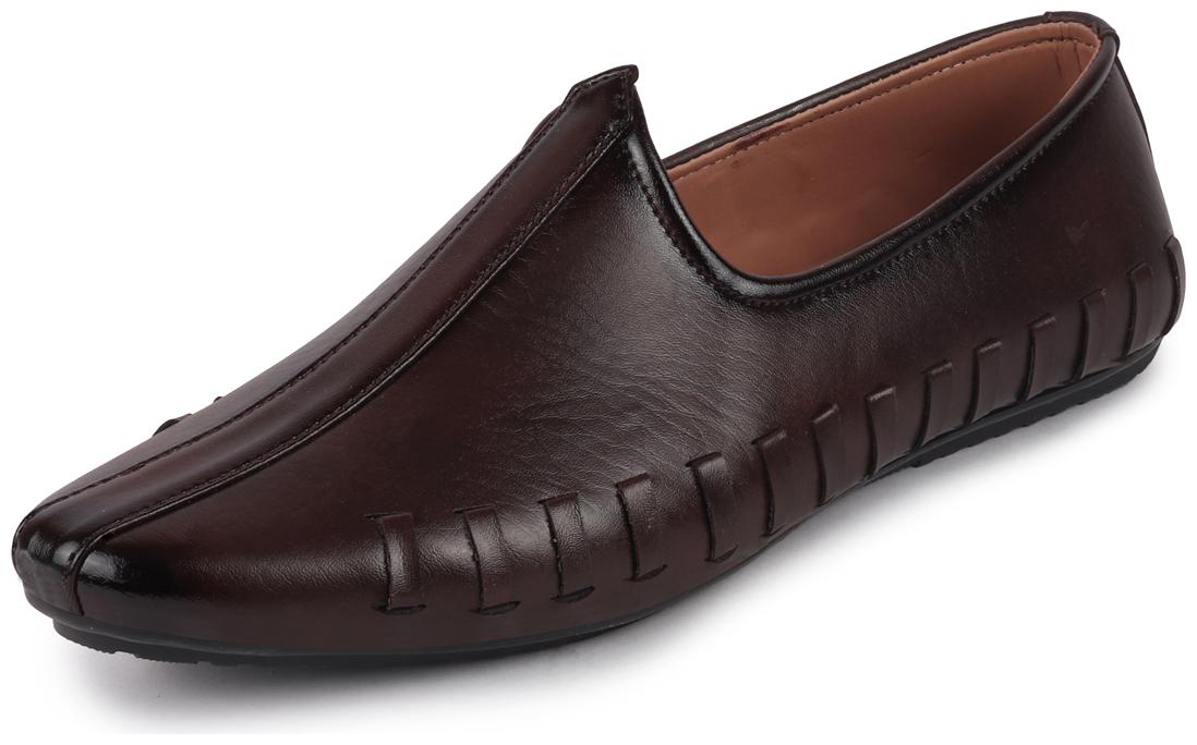 

FAUSTO Men s Brown Ethnic Stiched Juttis Mojaris