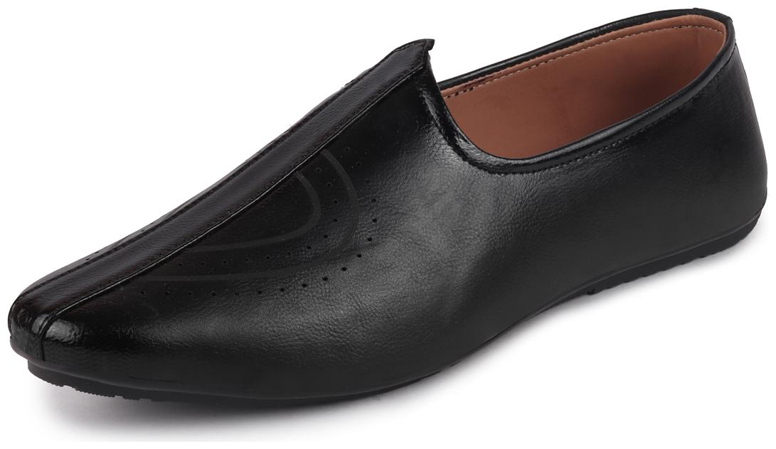 

FAUSTO Men s Black Ethnic Fashion Style Juttis Mojaris