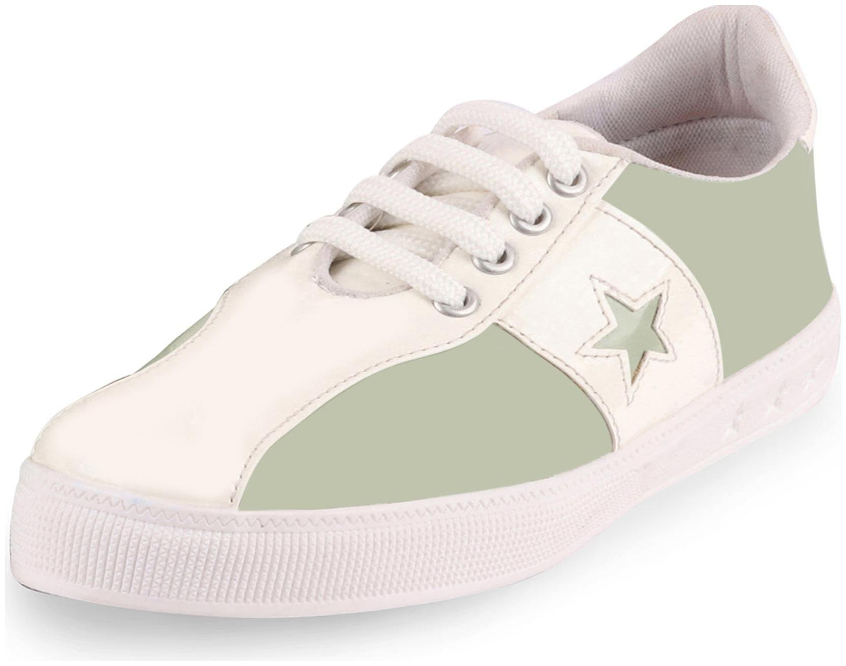 

Fausto Women s White Green Sneakers