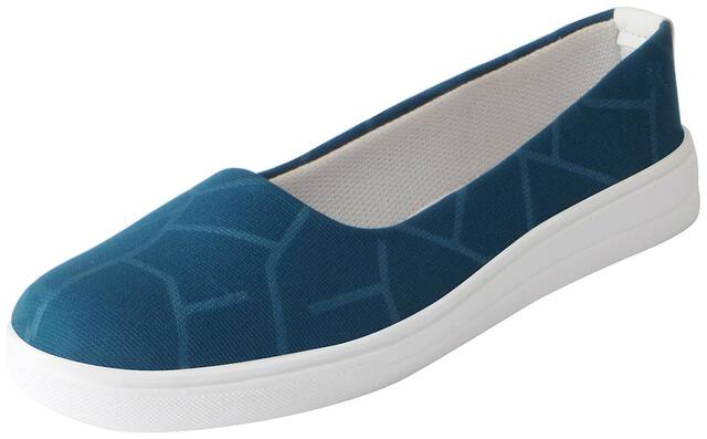 Fausto Women's Blue Stylish Canvas Ballerina