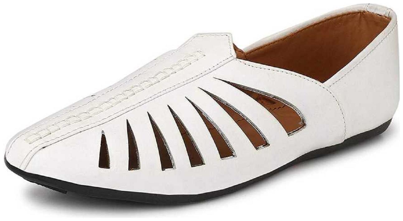 

FEETNEAT Men White Shoe-Style Sandals