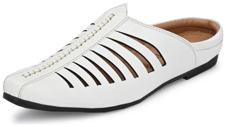 

FEETNEAT Men White Shoe-Style Sandals