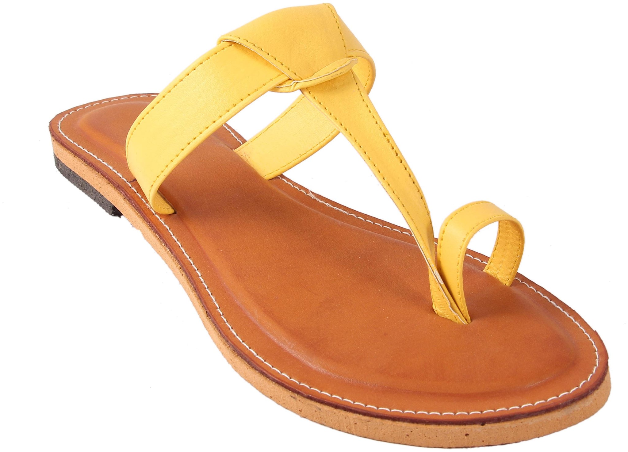 

Femmecrafts Yellow Faux Leather Slippers For Women uk-6