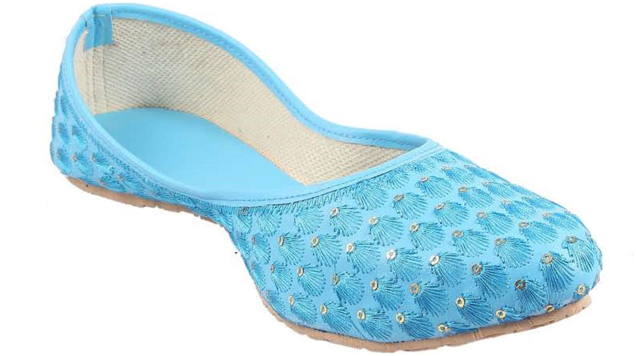 

Femmecrafts Women s Sky Blue Ethnic Juti Mojari for Women and Girls