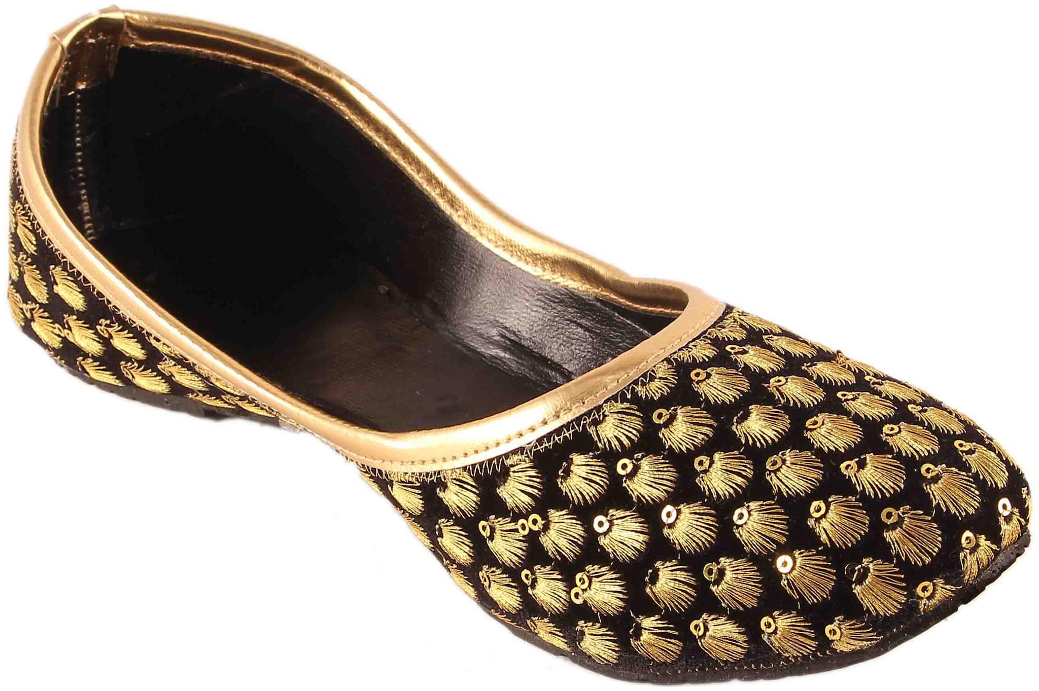

Femmecrafts Black Velvet Embroidered Bellies For Women uk-8