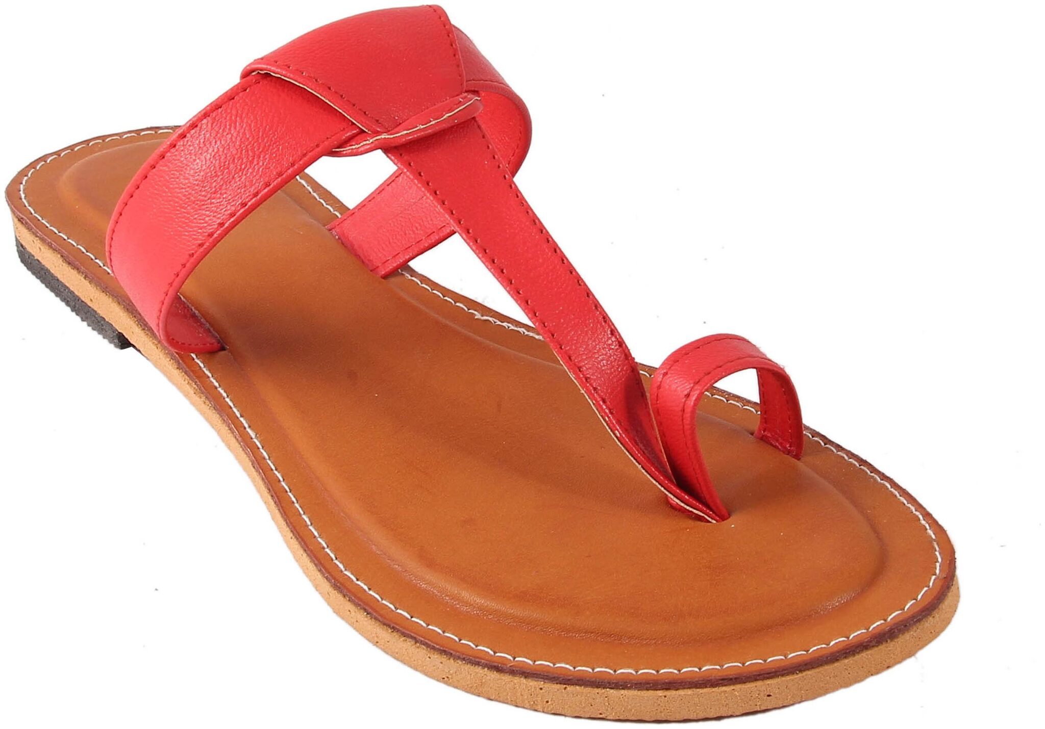 

Femmecrafts Red Faux Leather Slippers For Women uk-5