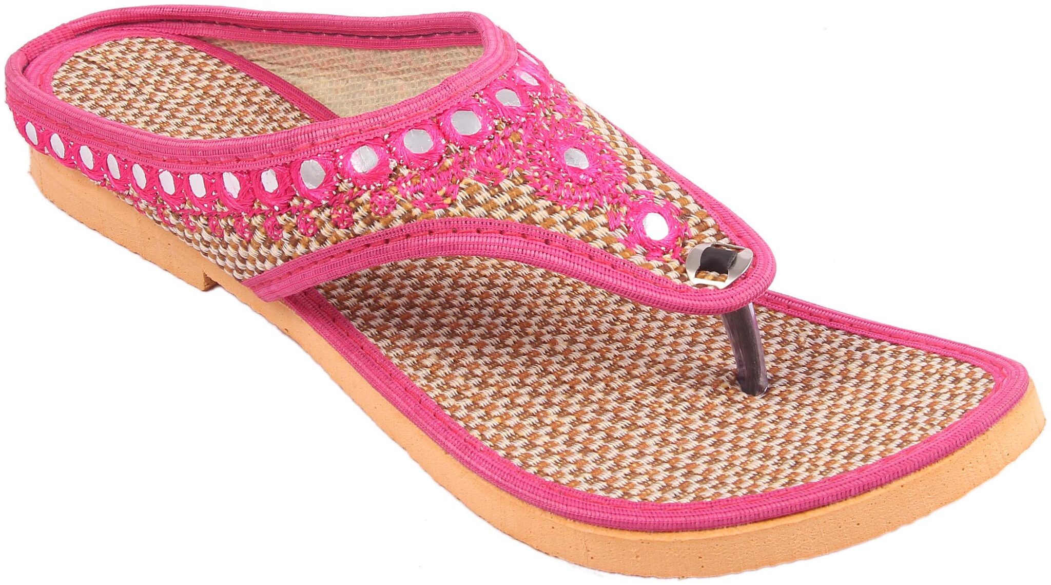 

FEMMECRAFTS Pink Color Jute Sheesha Flat For Women