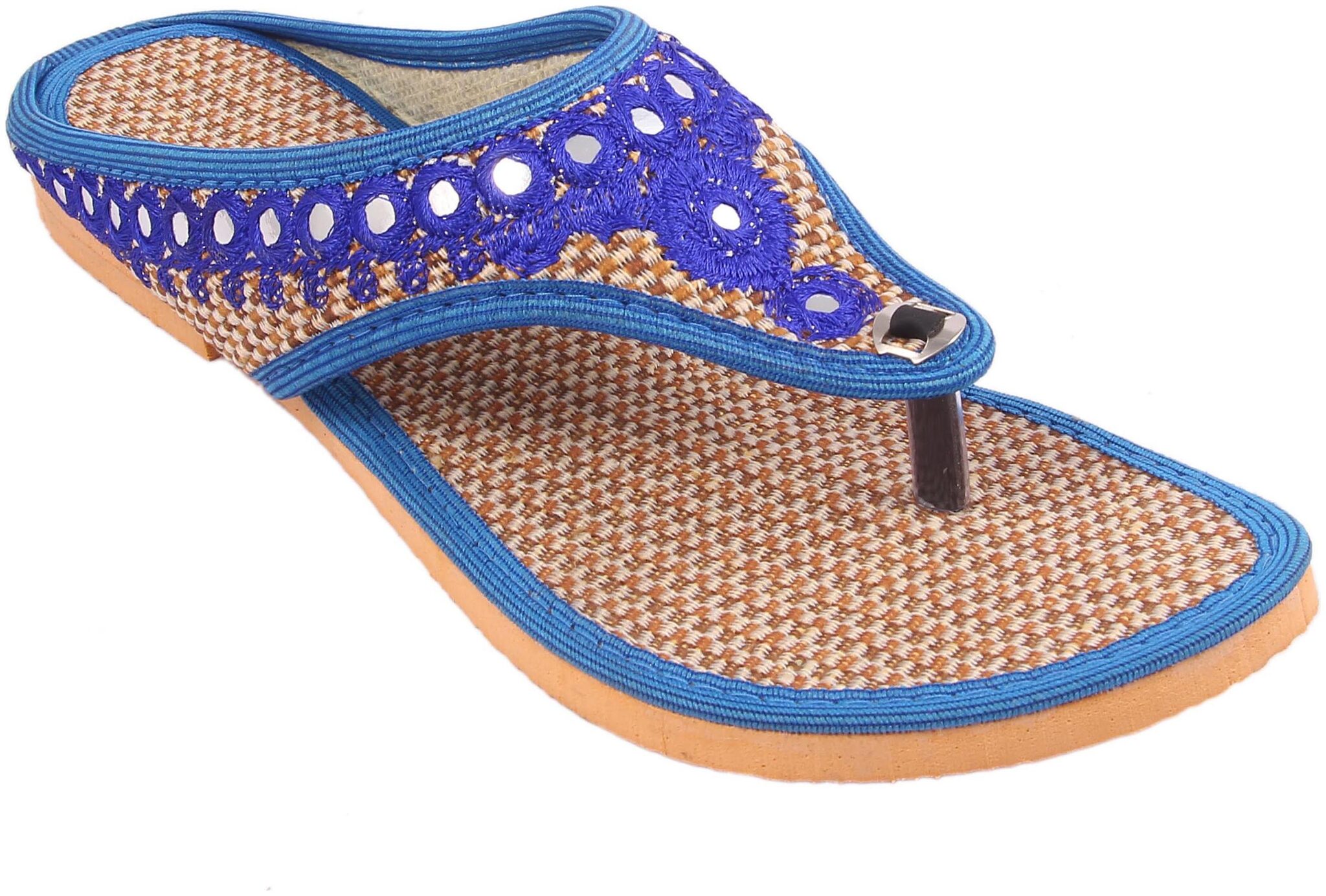 

FEMMECRAFTS Blue Color Jute Sheesha Flat For Women