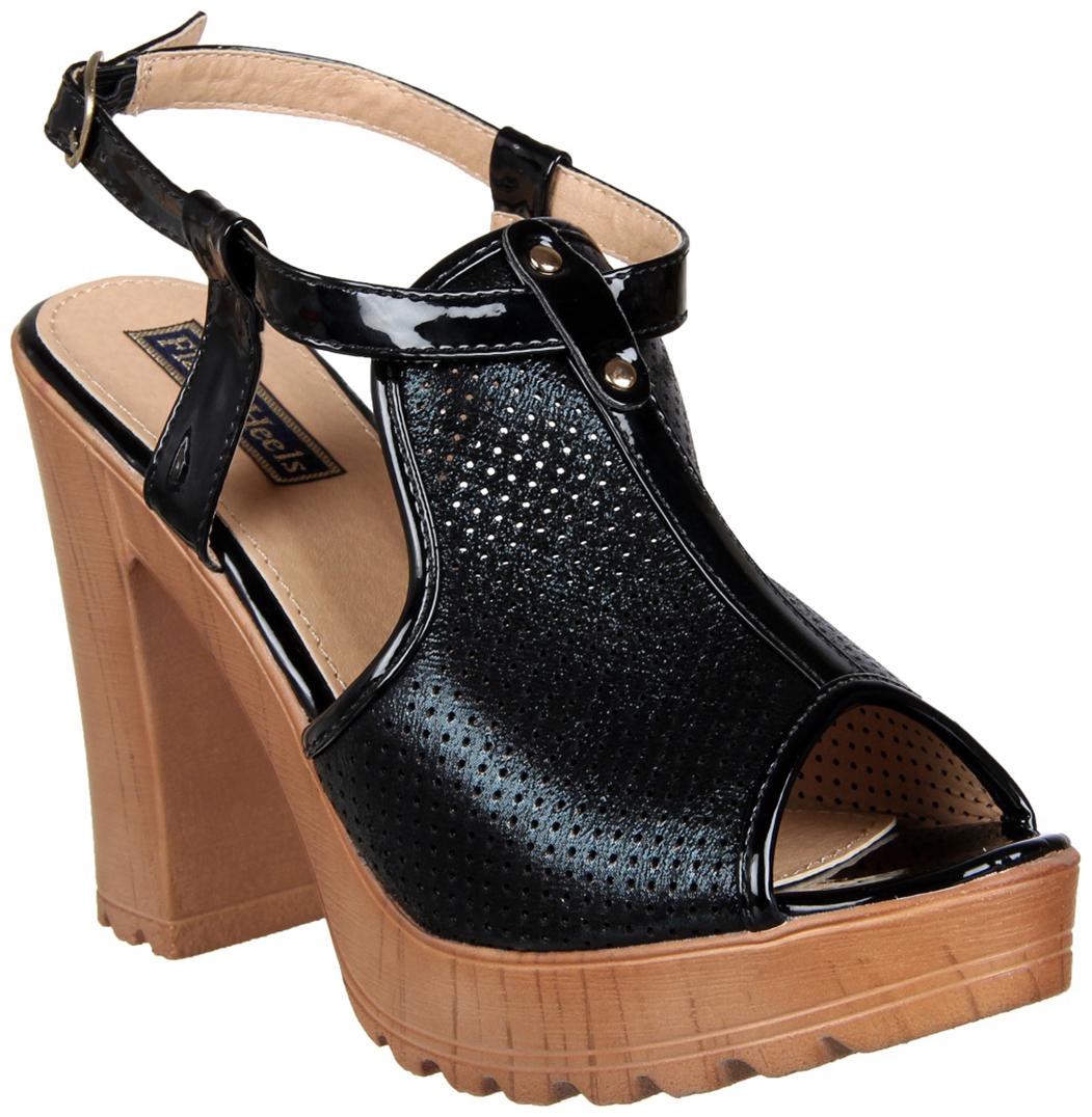 

Flat n Heels Women Black Heeled Sandals