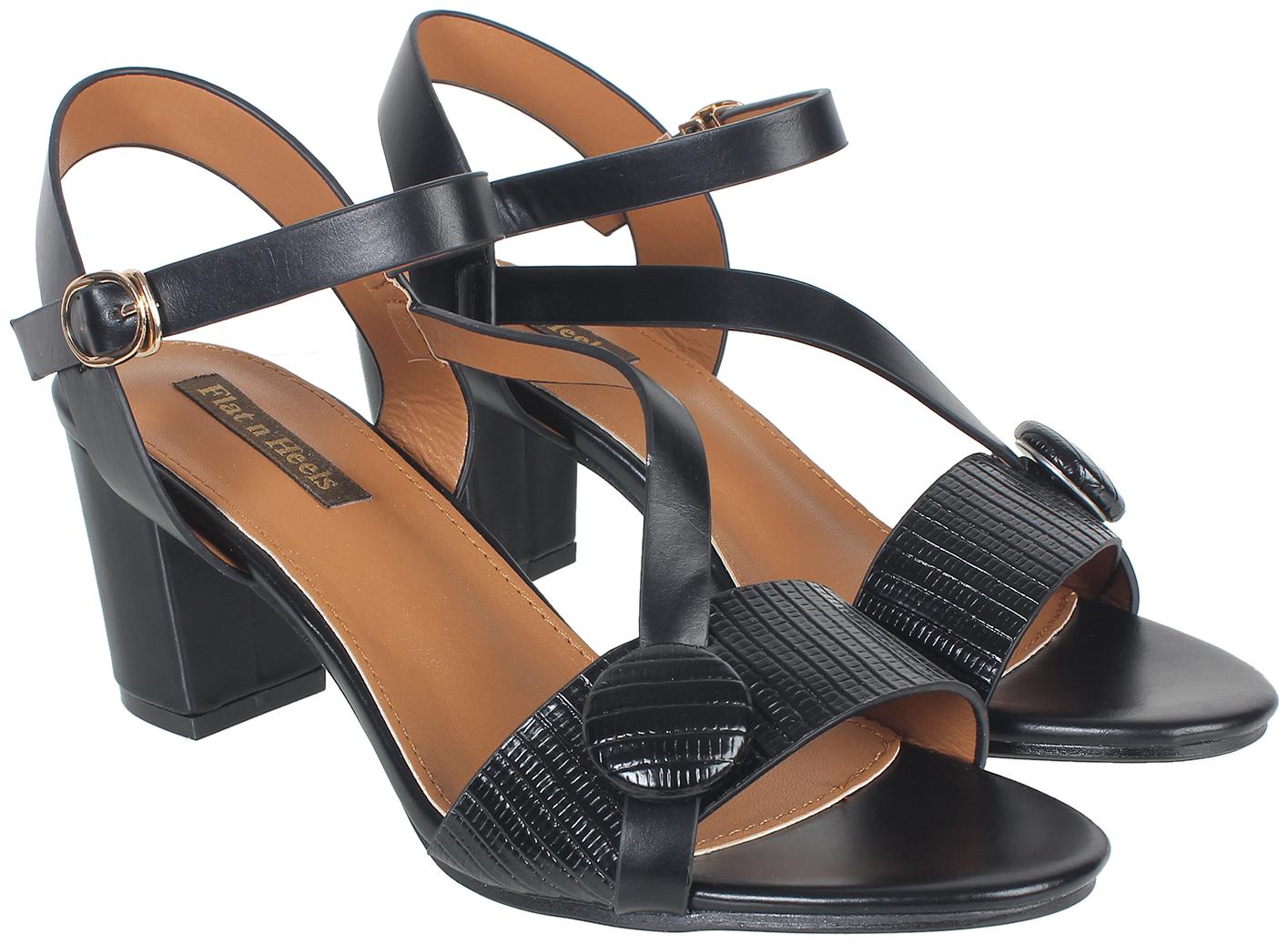 

Flat n Heels Women Black Heeled Sandals