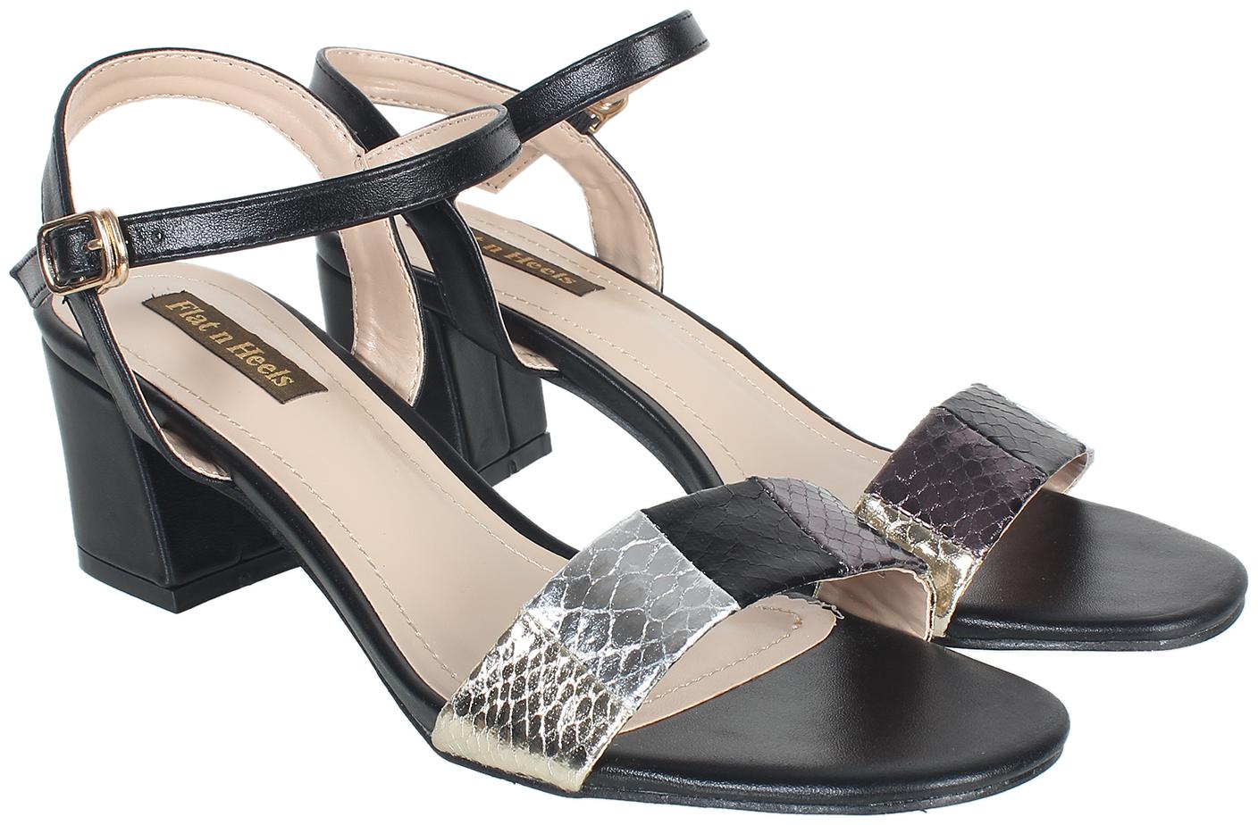 

Flat n Heels Women Black Heeled Sandals