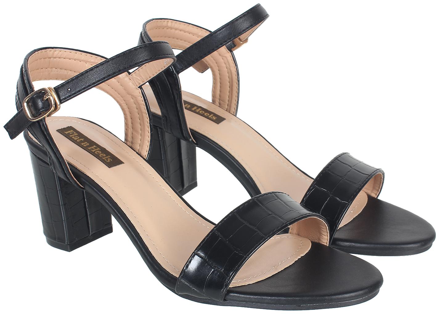 

Flat n Heels Women Black Heeled Sandals