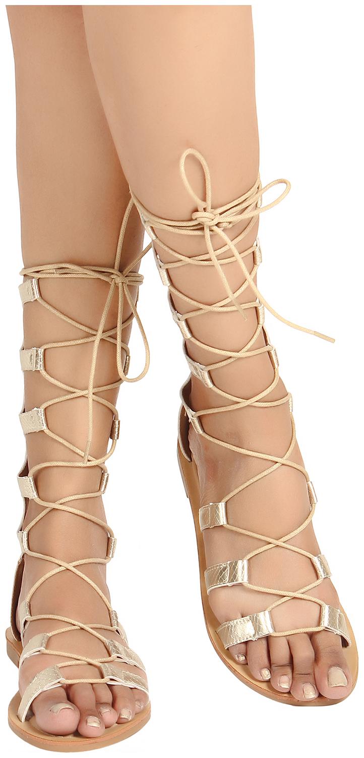 

Flat n Heels Women Gold Gladiators