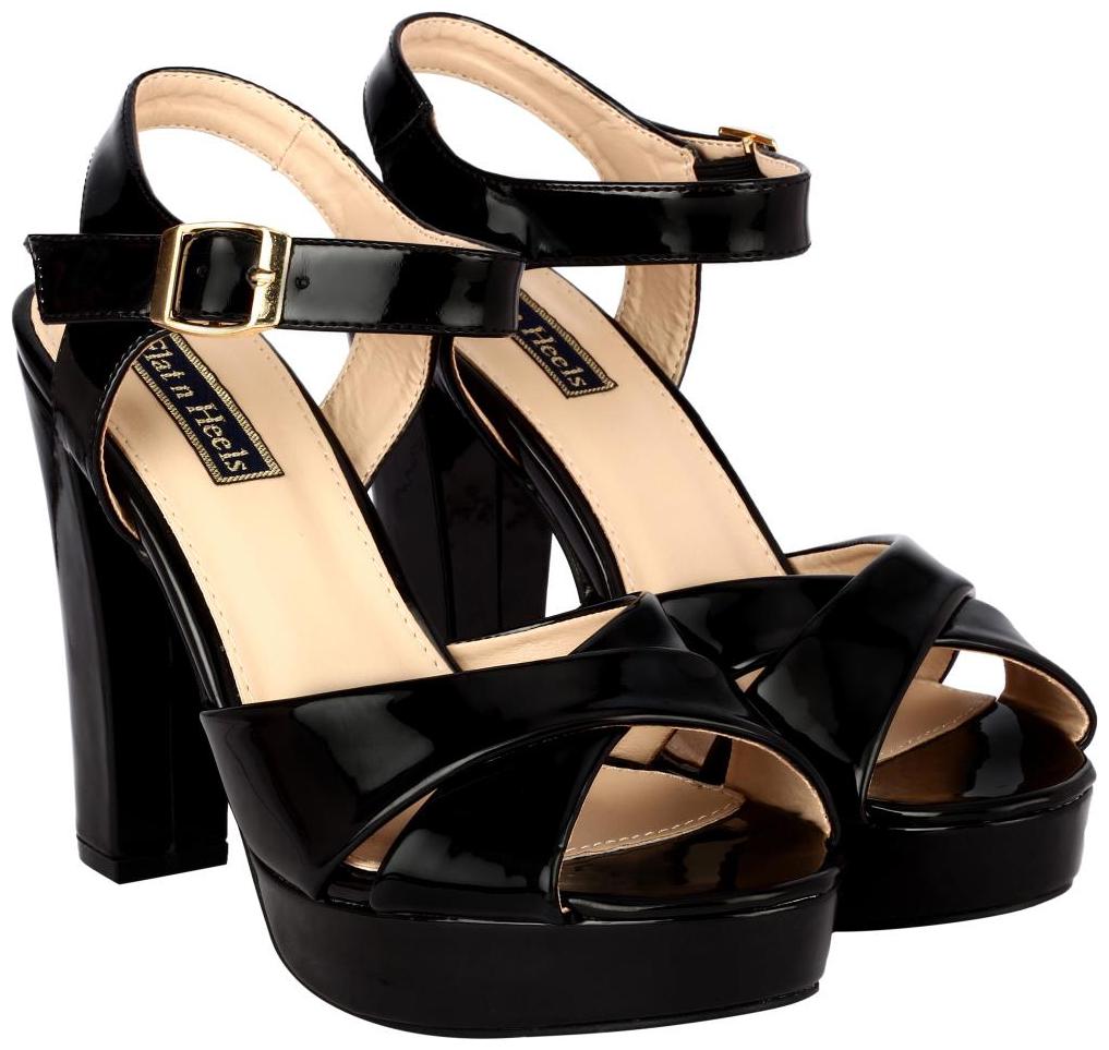 

Flat n Heels Women Black Heeled Sandals