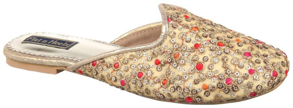 

Flat n Heels Women Gold Mules