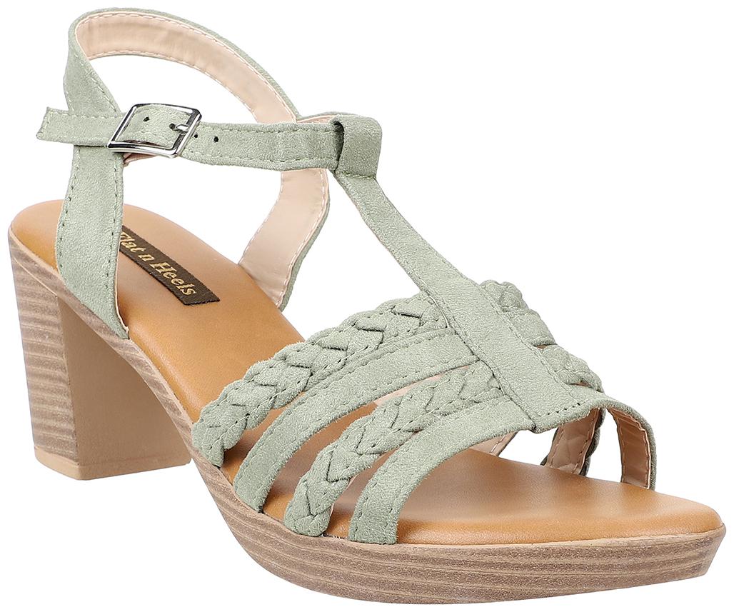 

Flat n Heels Women Green Heeled Sandals