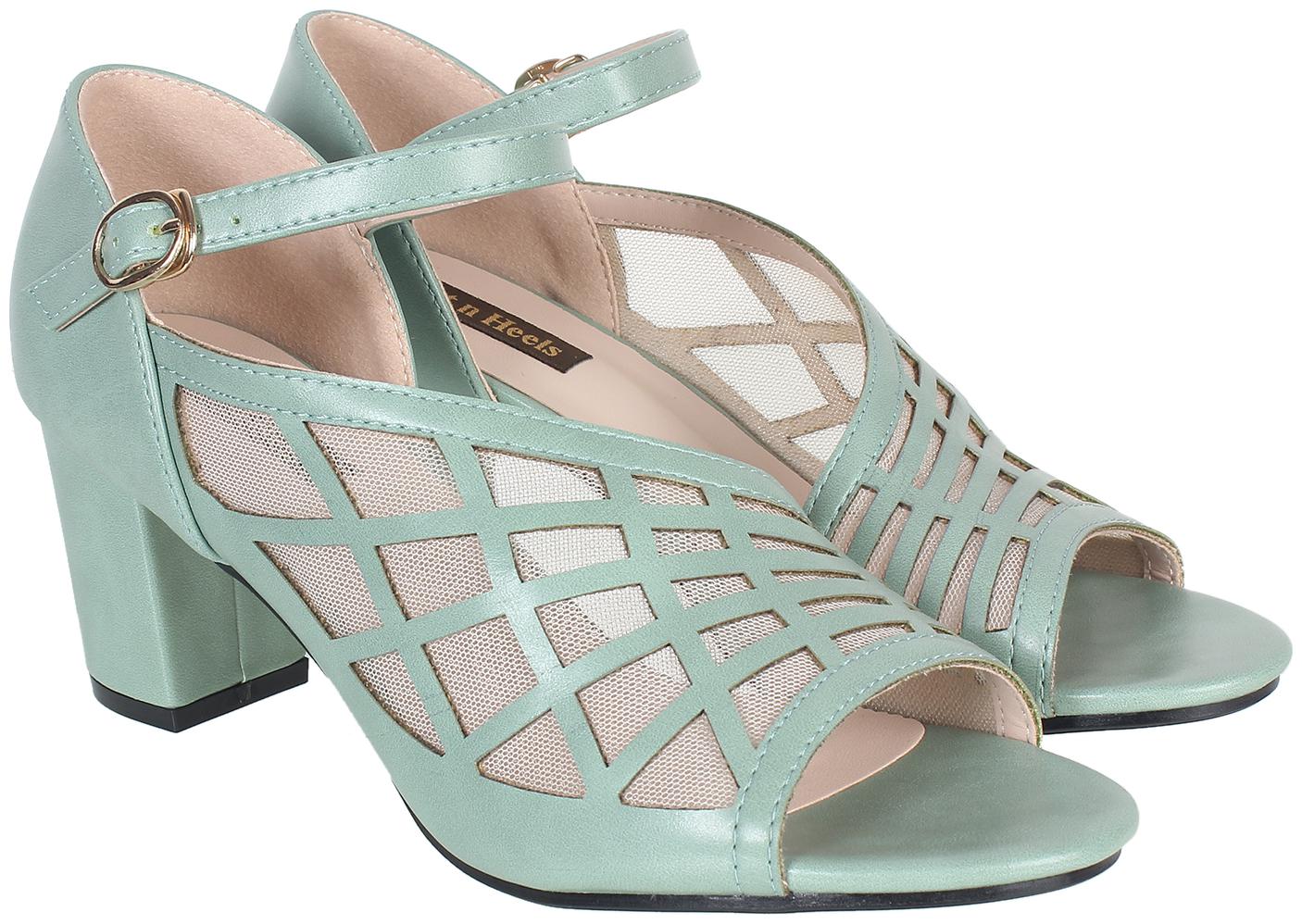 

Flat n Heels Women Green Heeled Sandals