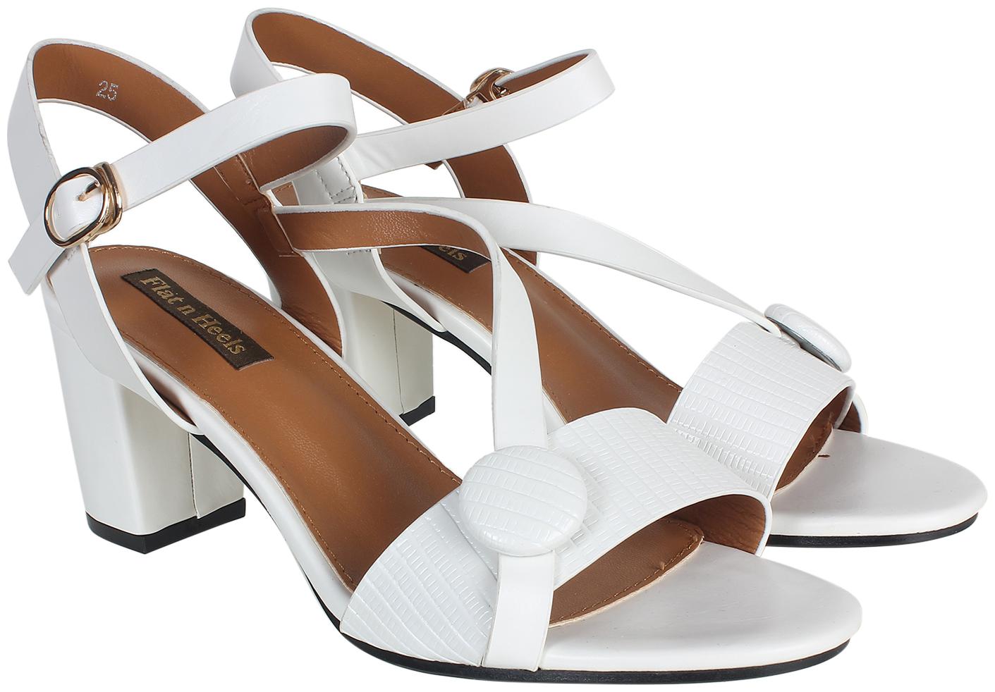 

Flat n Heels Women White Heeled Sandals
