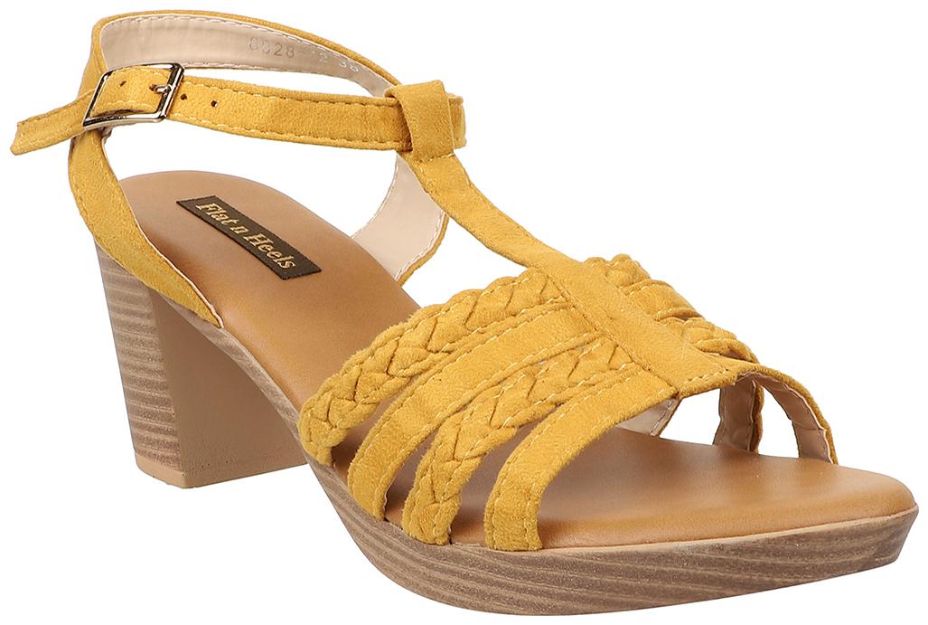 

Flat n Heels Women Yellow Heeled Sandals