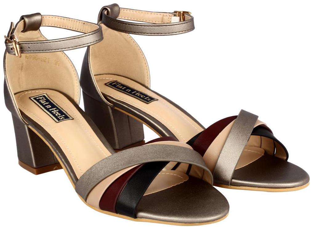 

Flat n Heels Women Grey Heeled Sandals