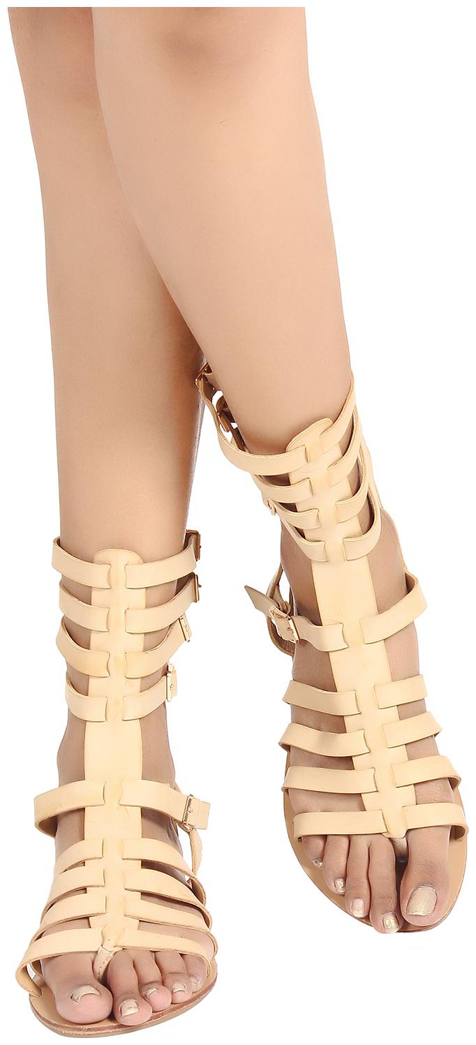 

Flat n Heels Women Beige Gladiators