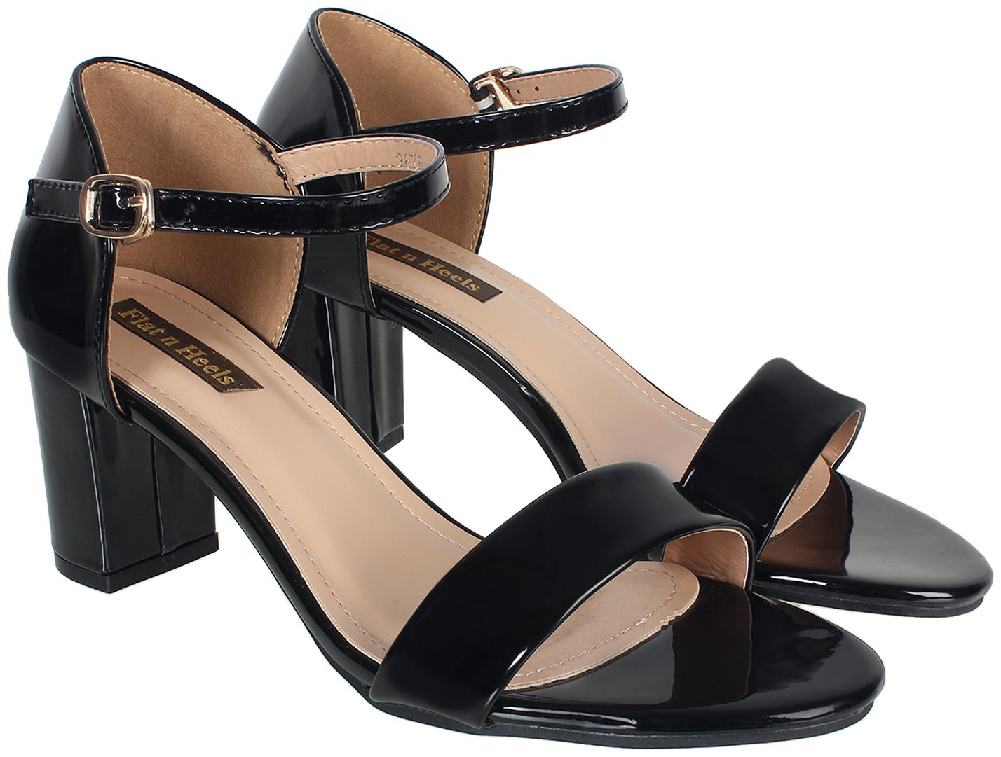 

Flat n Heels Women Black Heeled Sandals